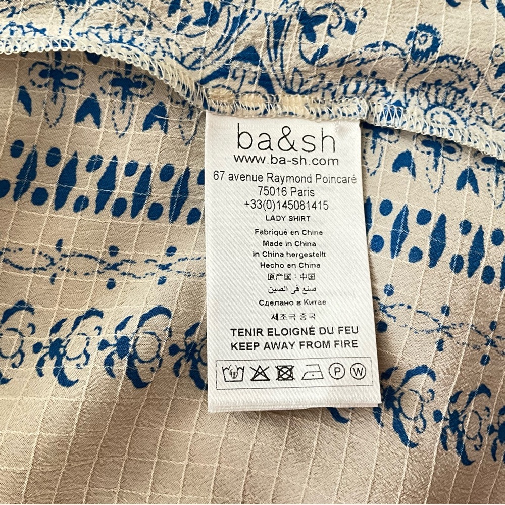 ba&sh Cream Blouse with Blue Floral Print - Picture 16 of 16